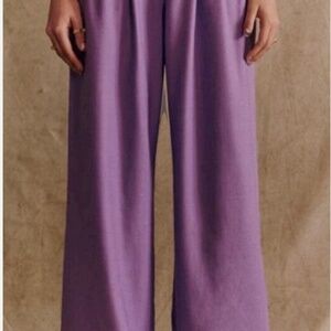 Sezane Loulou Wide Leg Trousers Lavender Women's Size 36 EUC